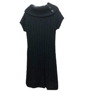 AB Studio Short Sleeve Cable/Rib Knit Sweater/Dress Women's Size XL Black
